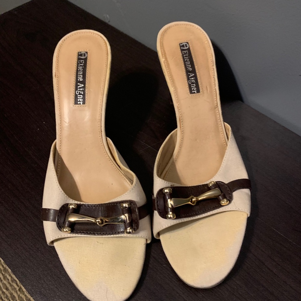 Etienne Aigner Cream Slip On Shoes